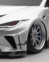 Tesla Model 3 Highland  Performance 2024-ON with Robot Craftsman's Aftermarket Parts - Carbon Fiber & FRP Fenders Flares & Wheel Arches & Side Skirts & Front Corner Canards & Side Canards HACKER